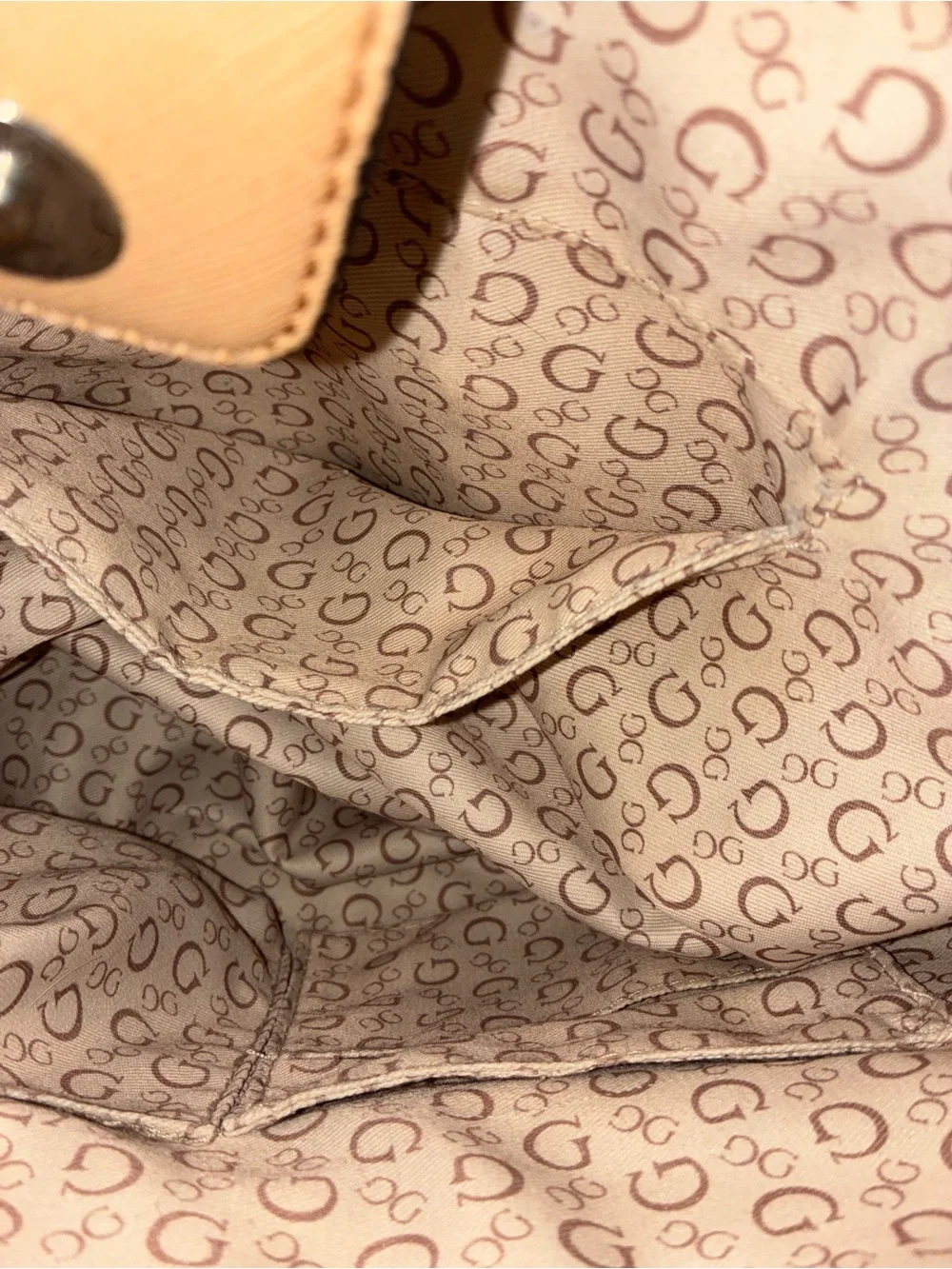 GUESS Tan, Black & Cream Structured Shoulder Tote